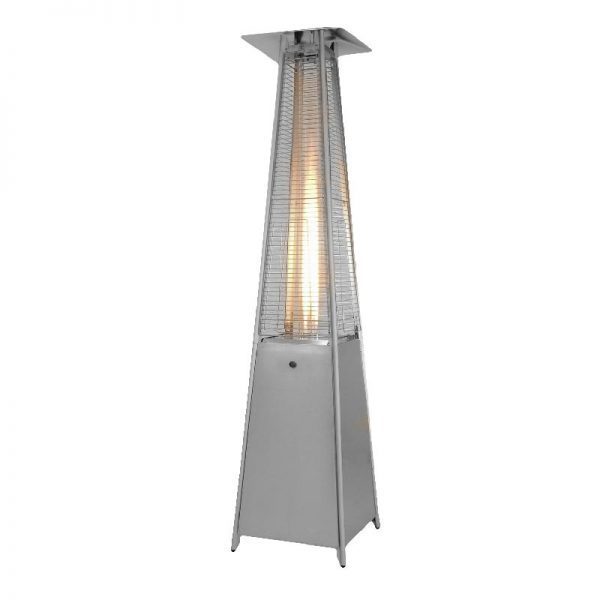 Stainless steel pyramidal outdoor heater with wheels