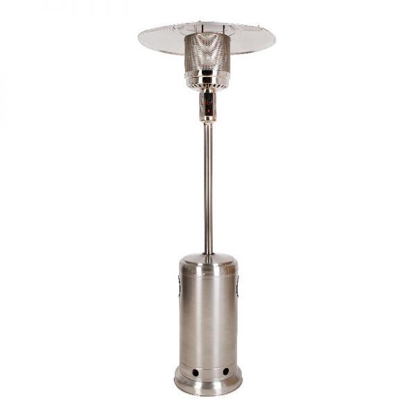 Stainless steel gas heated parasol with wheels